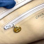 Chanel CC Logo Reprint Caviar Leather Beige Tote Bag Gold — view 8