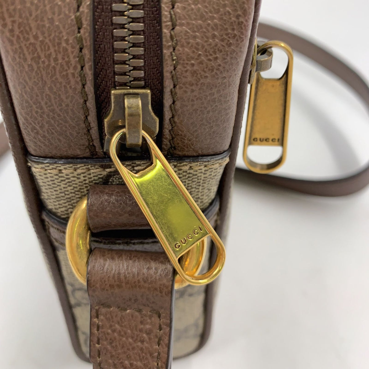 Gucci Ophidia Sherry Line GG Supreme Leather Brown Beige Shoulder Bag Gold — view 7