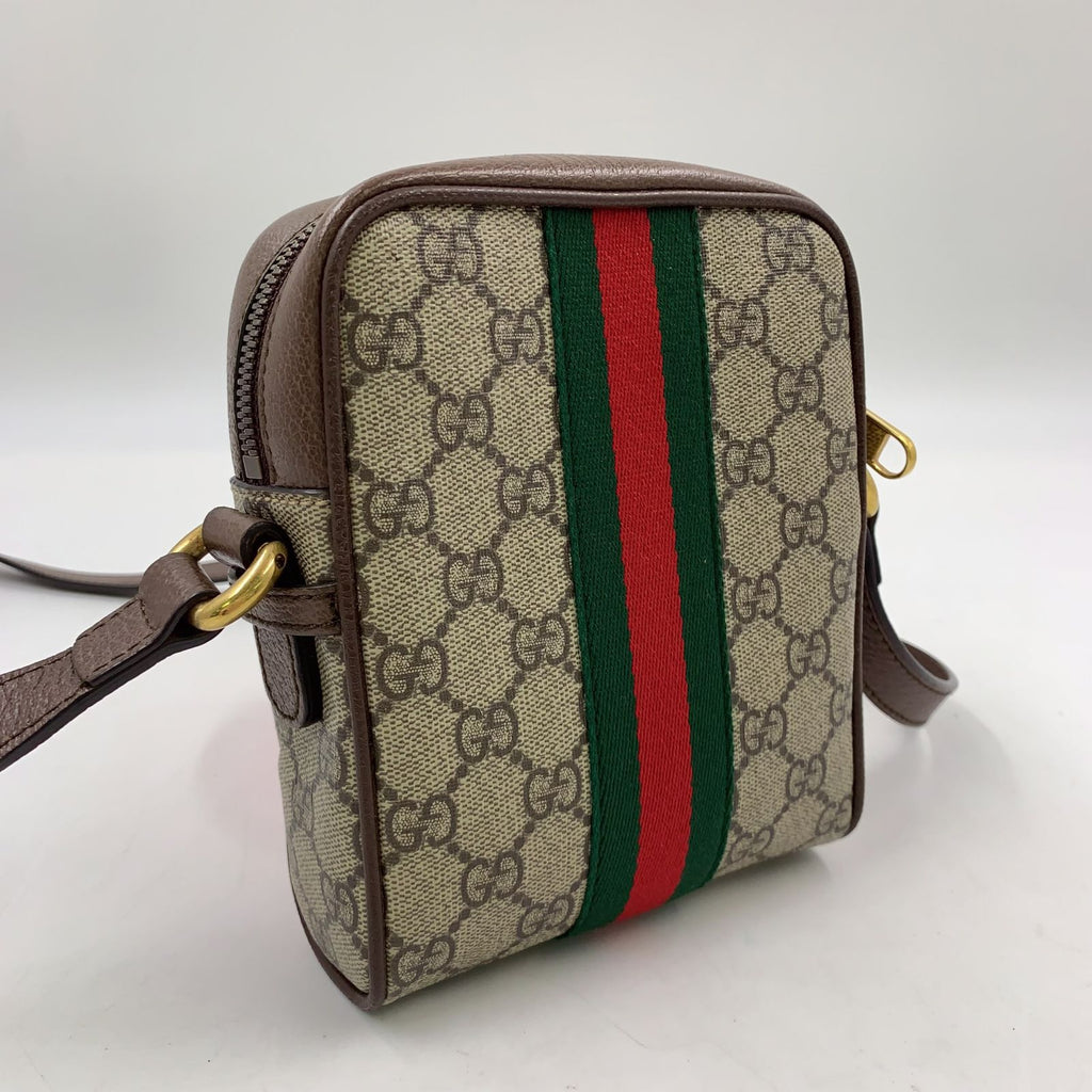 Gucci Ophidia Sherry Line GG Supreme Leather Brown Beige Shoulder Bag Gold — view 2