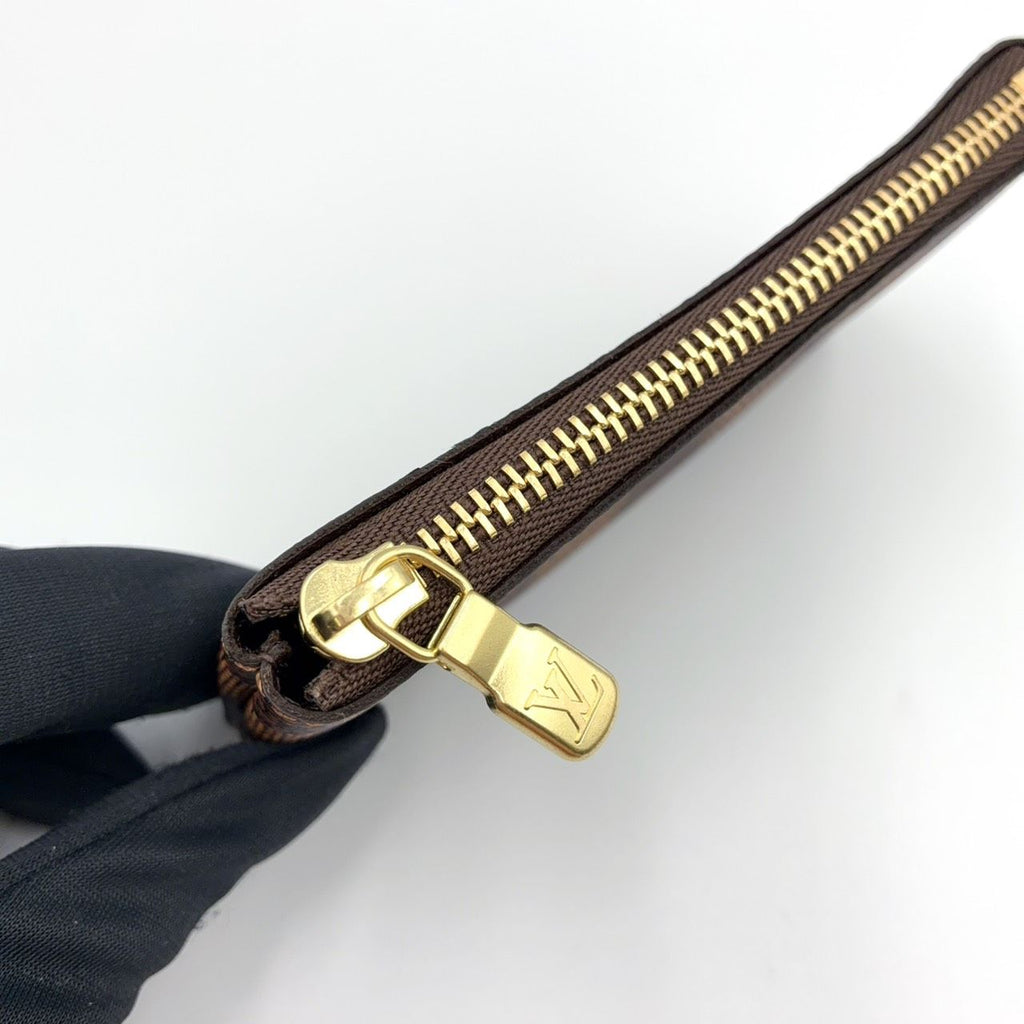 Louis Vuitton Pochette Cles Damier Ebene Leather Brown Coin Purse Gold — view 6