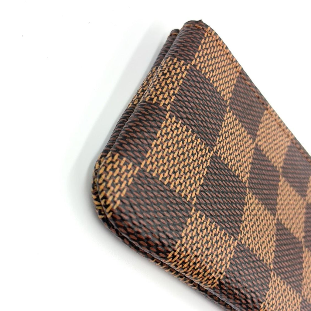 Louis Vuitton Pochette Cles Damier Ebene Leather Brown Coin Purse Gold — view 8