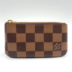 Louis Vuitton Pochette Cles Damier Ebene Leather Brown Coin Purse Gold