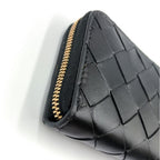 Bottega Veneta Intrecciato Zip Coin Purse Leather Black Wallet Gold — view 6