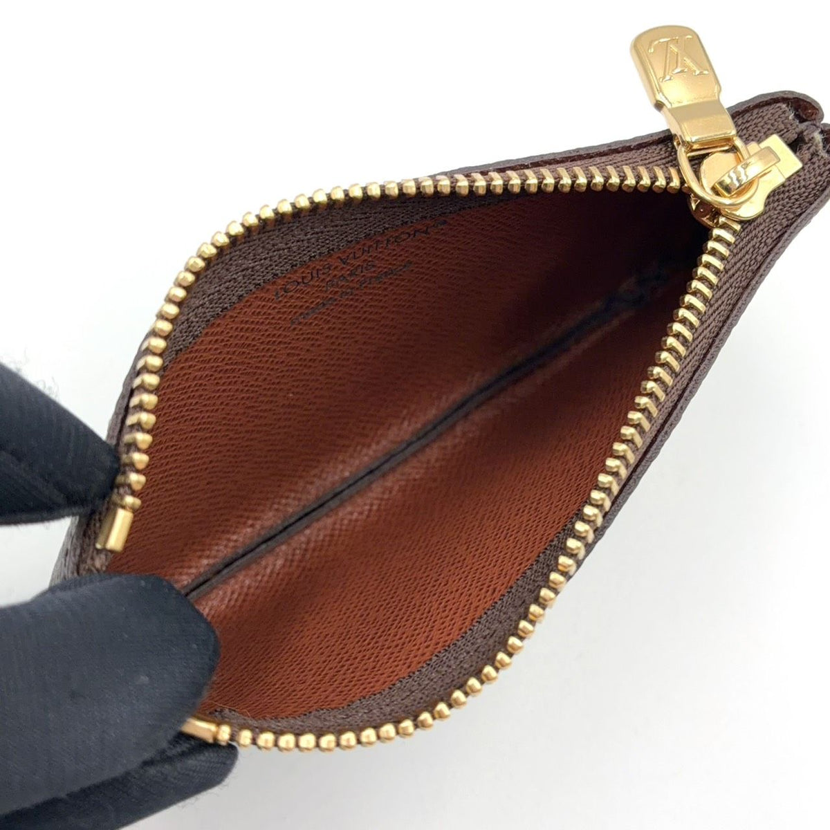Louis Vuitton Pochette Cles Monogram Leather Brown Coin Purse Gold — view 3