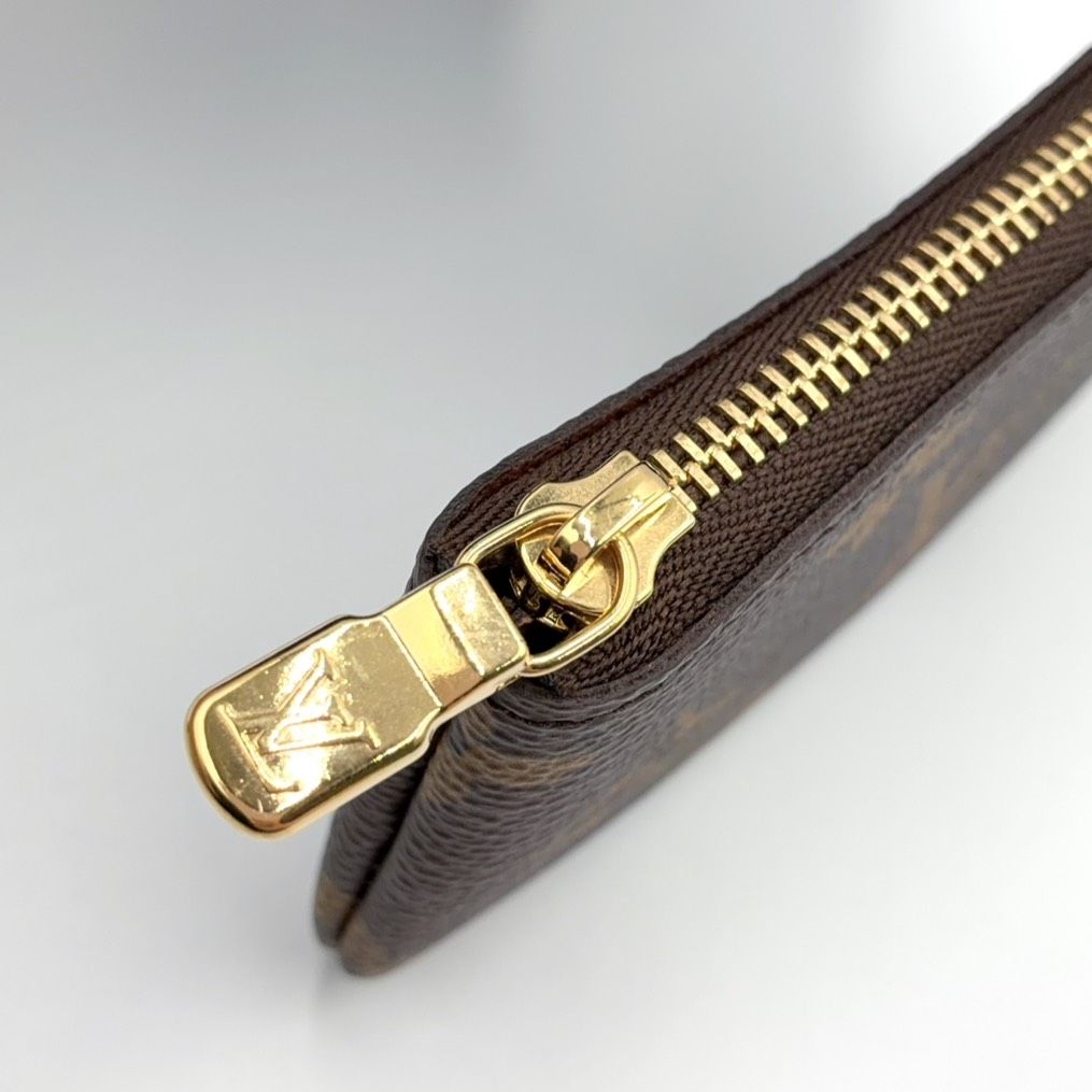 Louis Vuitton Pochette Cles Monogram Leather Brown Coin Purse Gold — view 5
