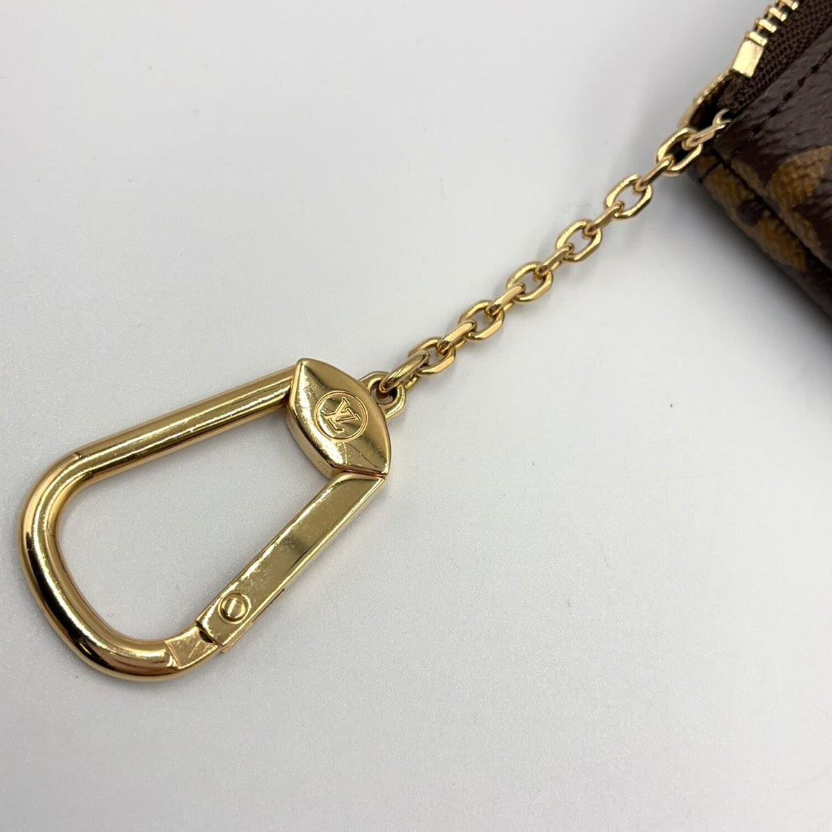 Louis Vuitton Pochette Cles Monogram Leather Brown Coin Purse Gold — view 7