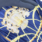 Hermes Spring Pleats Carre 90 Silk Navy Scarf — view 5