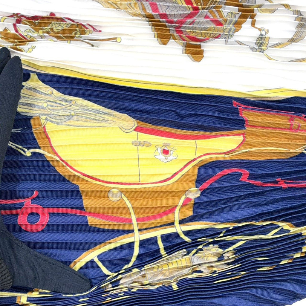 Hermes Spring Pleats Carre 90 Silk Navy Scarf — view 7