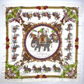 Hermes Caparacons de la France Et de L'inde Carre 90 Silk Yellow White Red Scarf