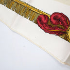 Hermes Caparacons de la France Et de L'inde Carre 90 Silk Yellow White Red Scarf — view 6