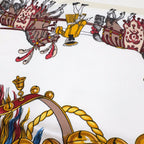 Hermes Caparacons de la France Et de L'inde Carre 90 Silk Yellow White Red Scarf — view 4
