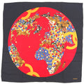 Chanel Globe Gem Pattern Large Silk Yellow Black Red Scarf