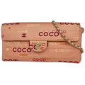Chanel Shoulder Bag Choco Bar CC Logo Canvas Pink