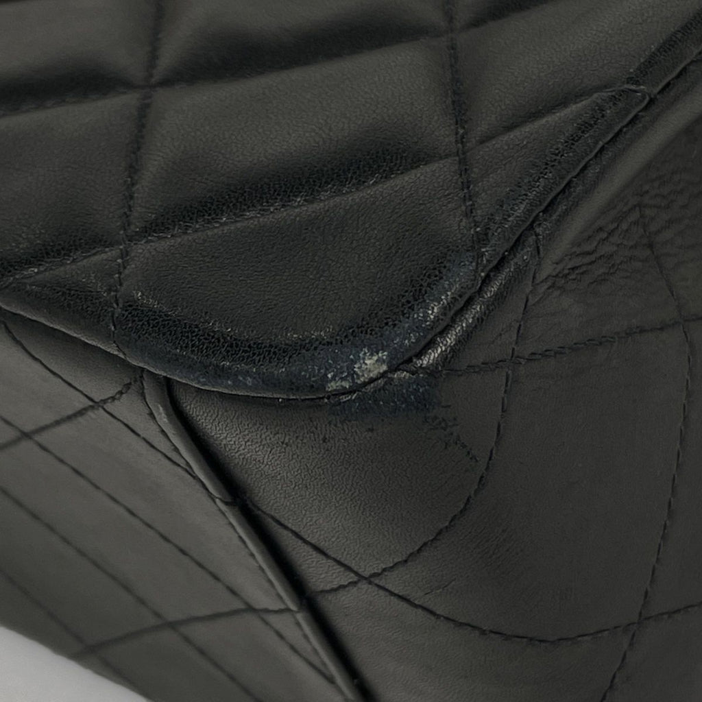 Chanel Shoulder Bag Big Quilted Single Flap CC Logo Chain Leather Black — view 3
