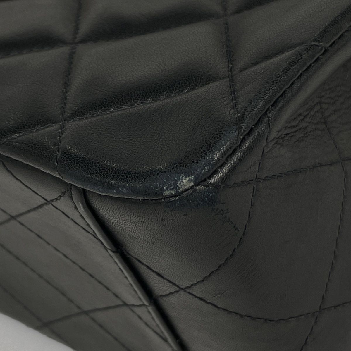 Chanel Shoulder Bag Big Quilted Single Flap CC Logo Chain Leather Black — view 3