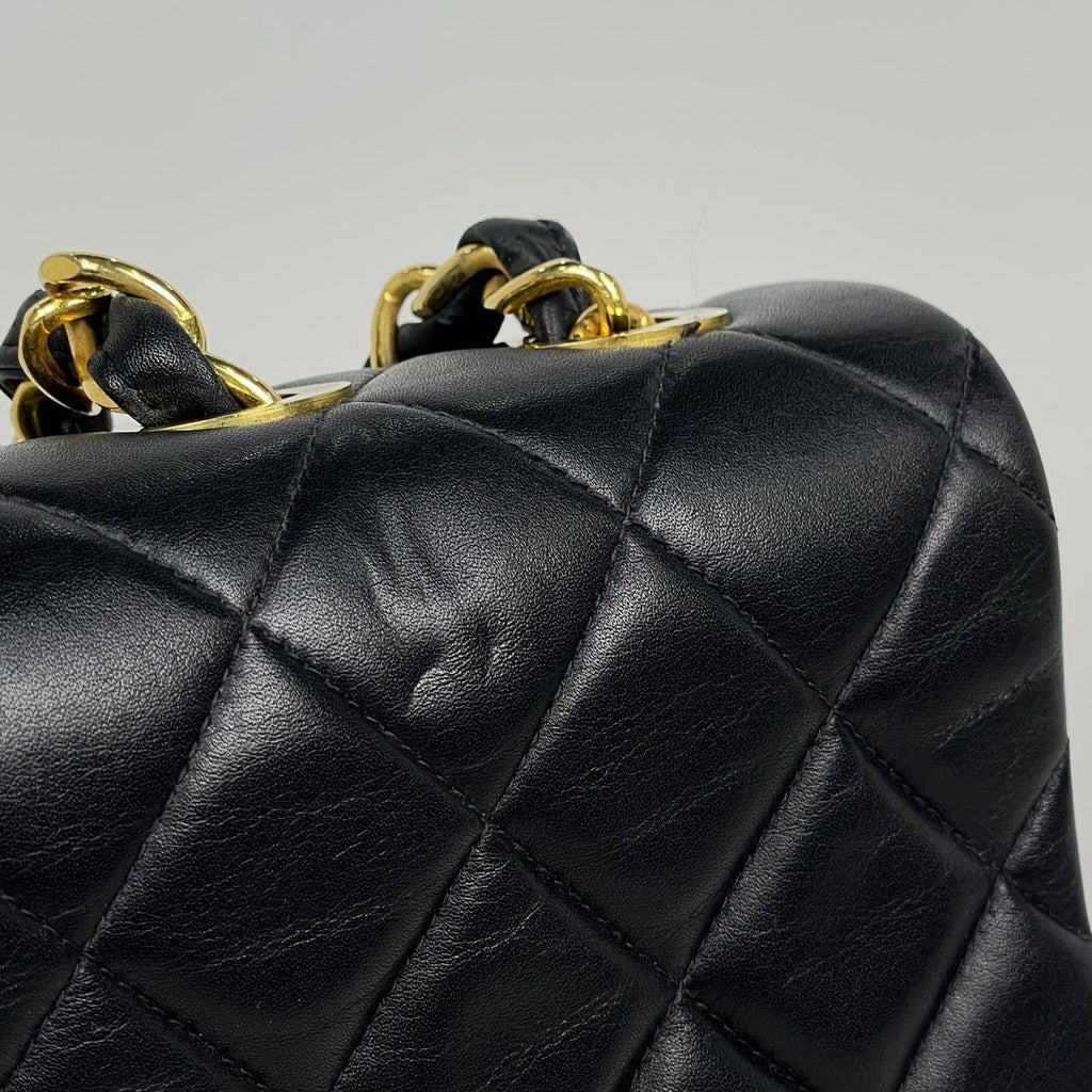 Chanel Shoulder Bag Big Quilted Single Flap CC Logo Chain Leather Black — view 4