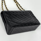 Chanel Shoulder Bag Big Quilted Single Flap CC Logo Chain Leather Black — view 2