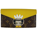 Louis Vuitton Portefeuille Sarah Wallet Tribal Mask Monogram Brown Jaune