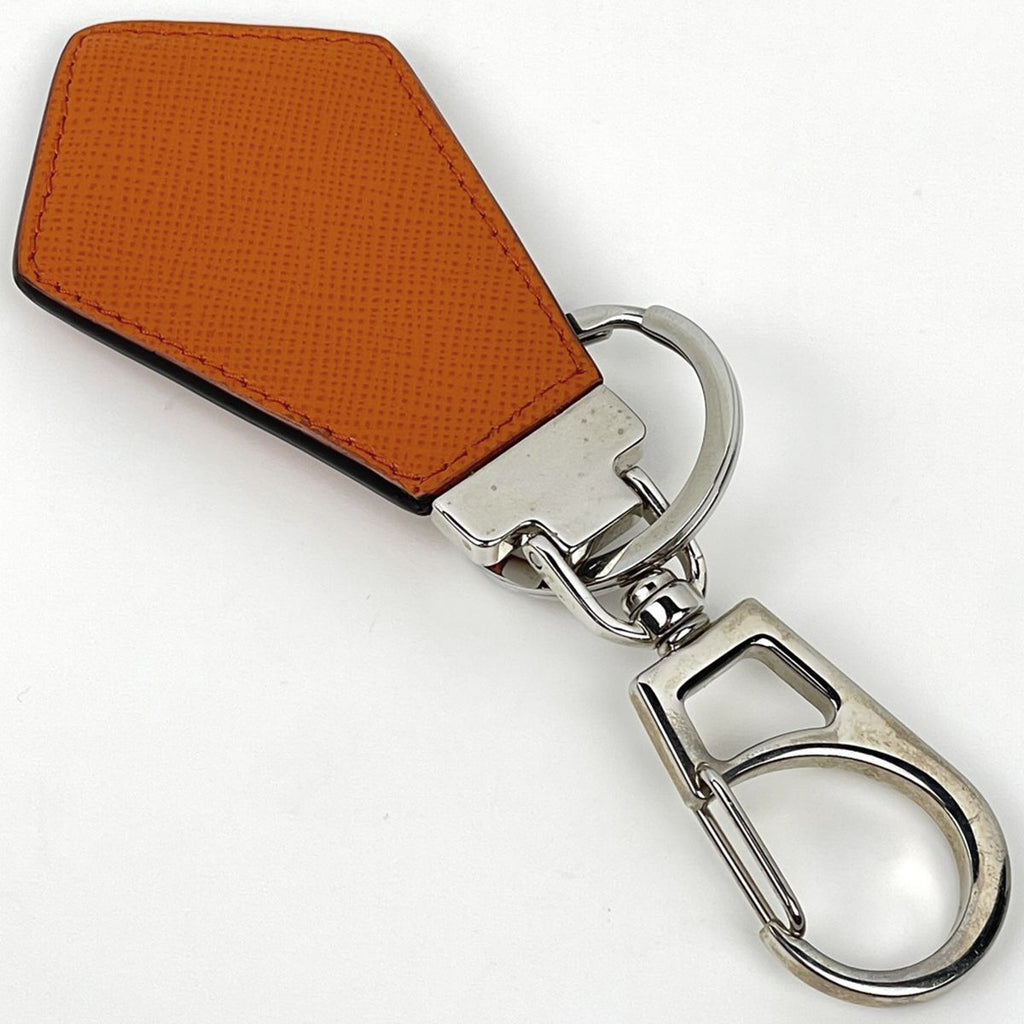 Prada Key Holder Metal Saffiano Leather Silver Orange — view 2