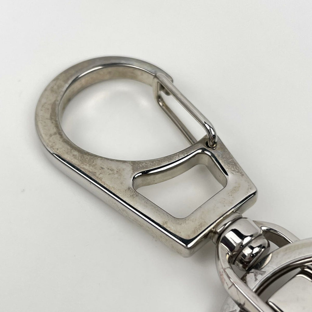 Prada Key Holder Metal Saffiano Leather Silver Orange — view 4
