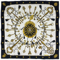 Hermes Carre 90 les Cles the Keys Rare Scarf Key Pattern Silk Black