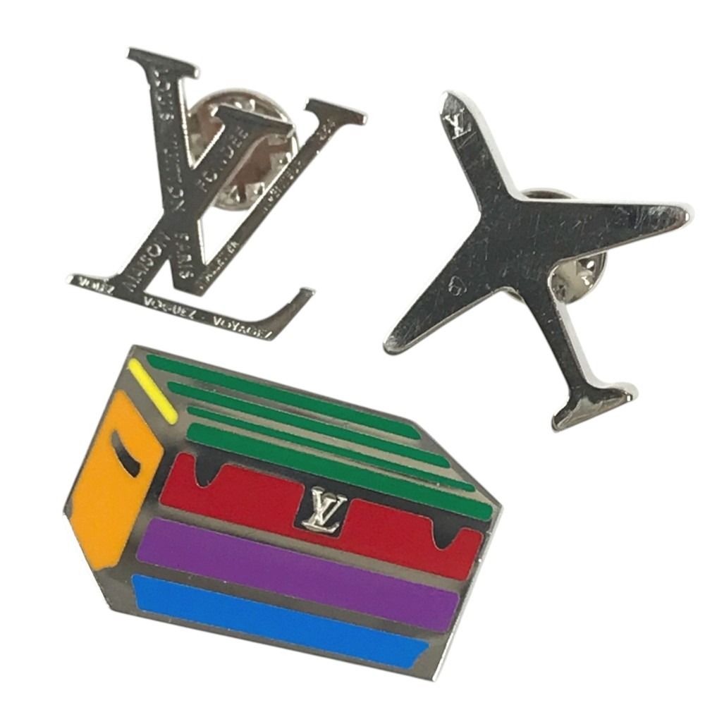 Louis Vuitton Brooch Trunk & Airplane & LV Logo Time Capsule Exhibition Metal