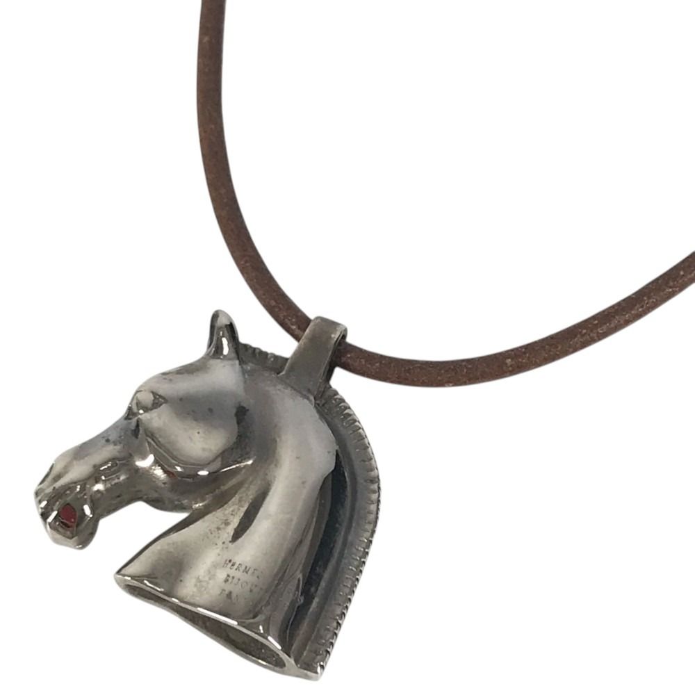 Hermes Necklace Cheval Horse Metal Silver