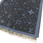 Louis Vuitton Shawl Etole Monogram Silk Blue Scarf — view 7