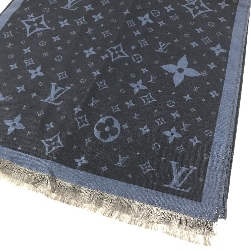 Louis Vuitton Shawl Etole Monogram Silk Blue Scarf — view 7