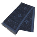 Louis Vuitton Shawl Etole Monogram Silk Blue Scarf