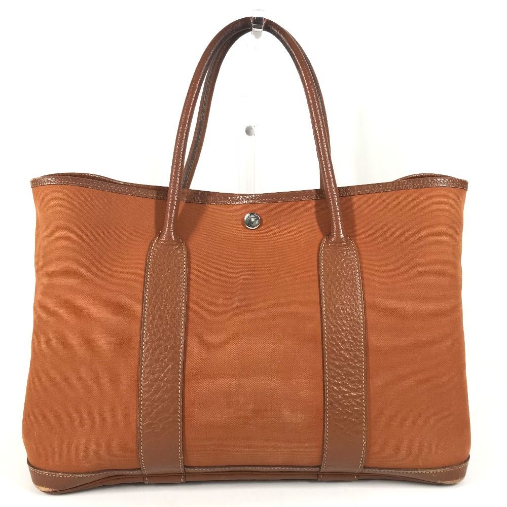Hermes Tote Bag Garden Party PM Leather Canvas Orange — view 2