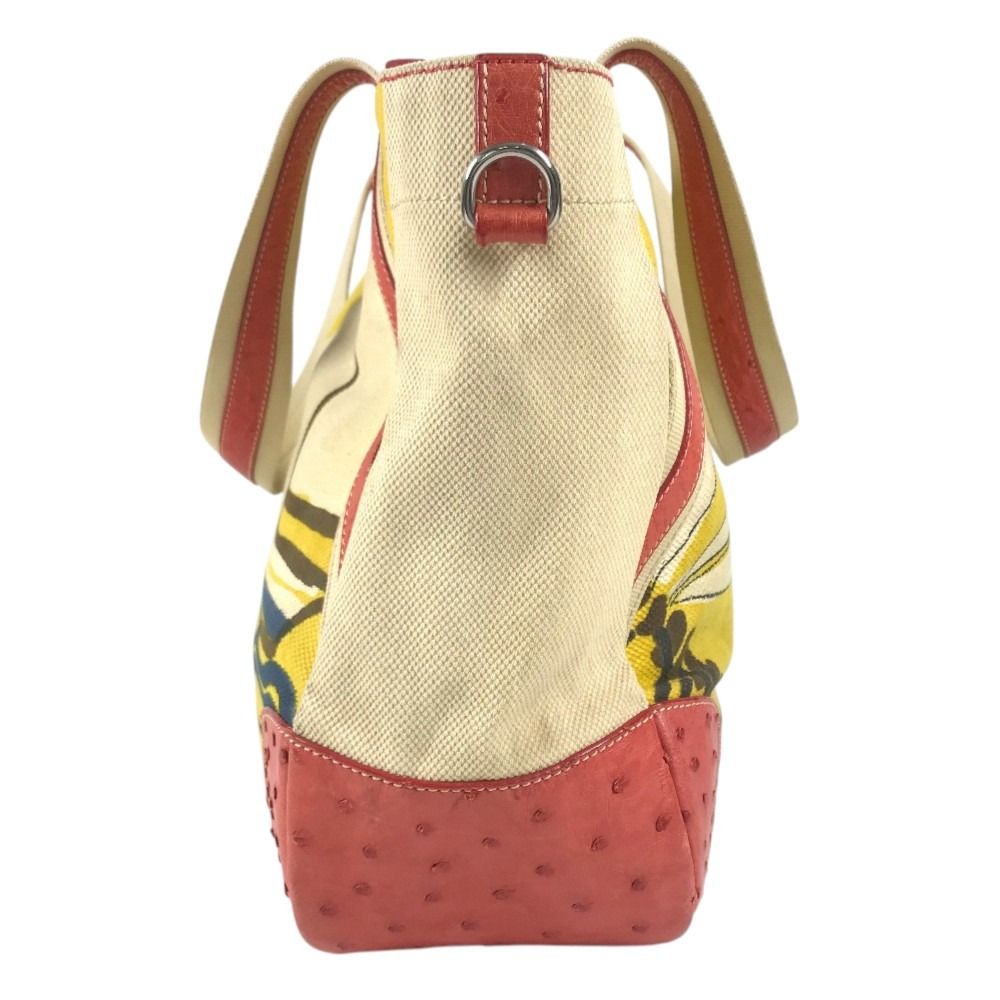 Prada Tote Bag Logo All Over Print Leather Canvas Yellow — view 3