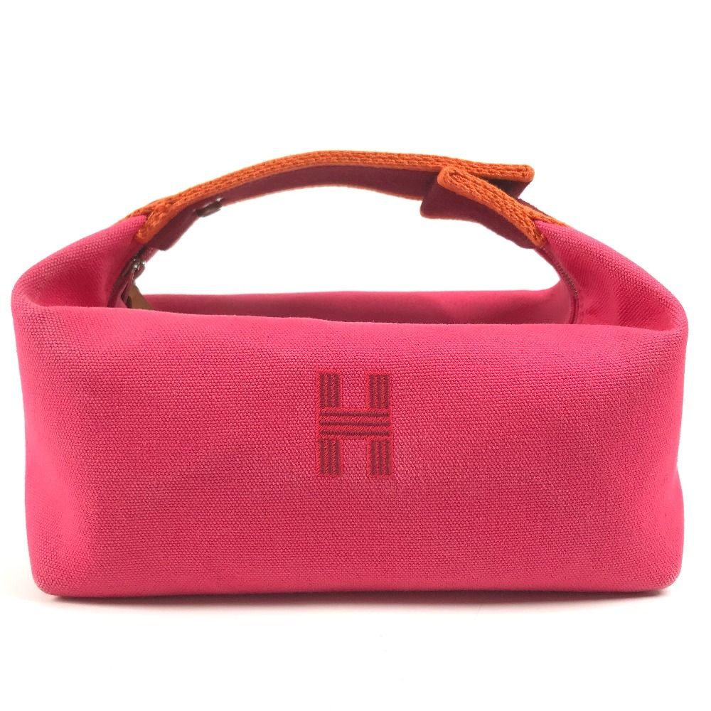 Hermes Handbag Brid-a-brac PM Black PM Canvas Hibiscus Pink