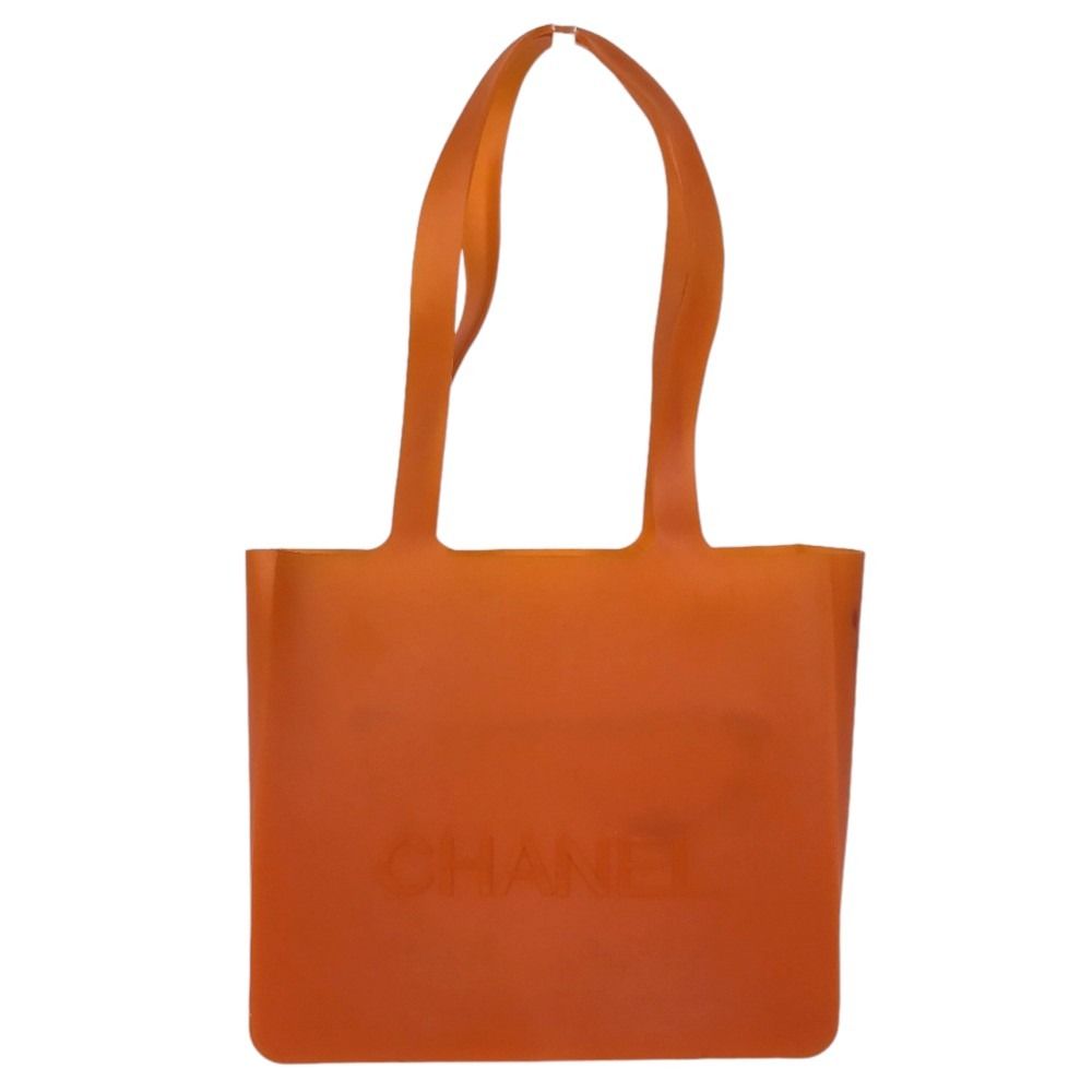 Chanel Tote Bag Logo Beach Rubber Orange