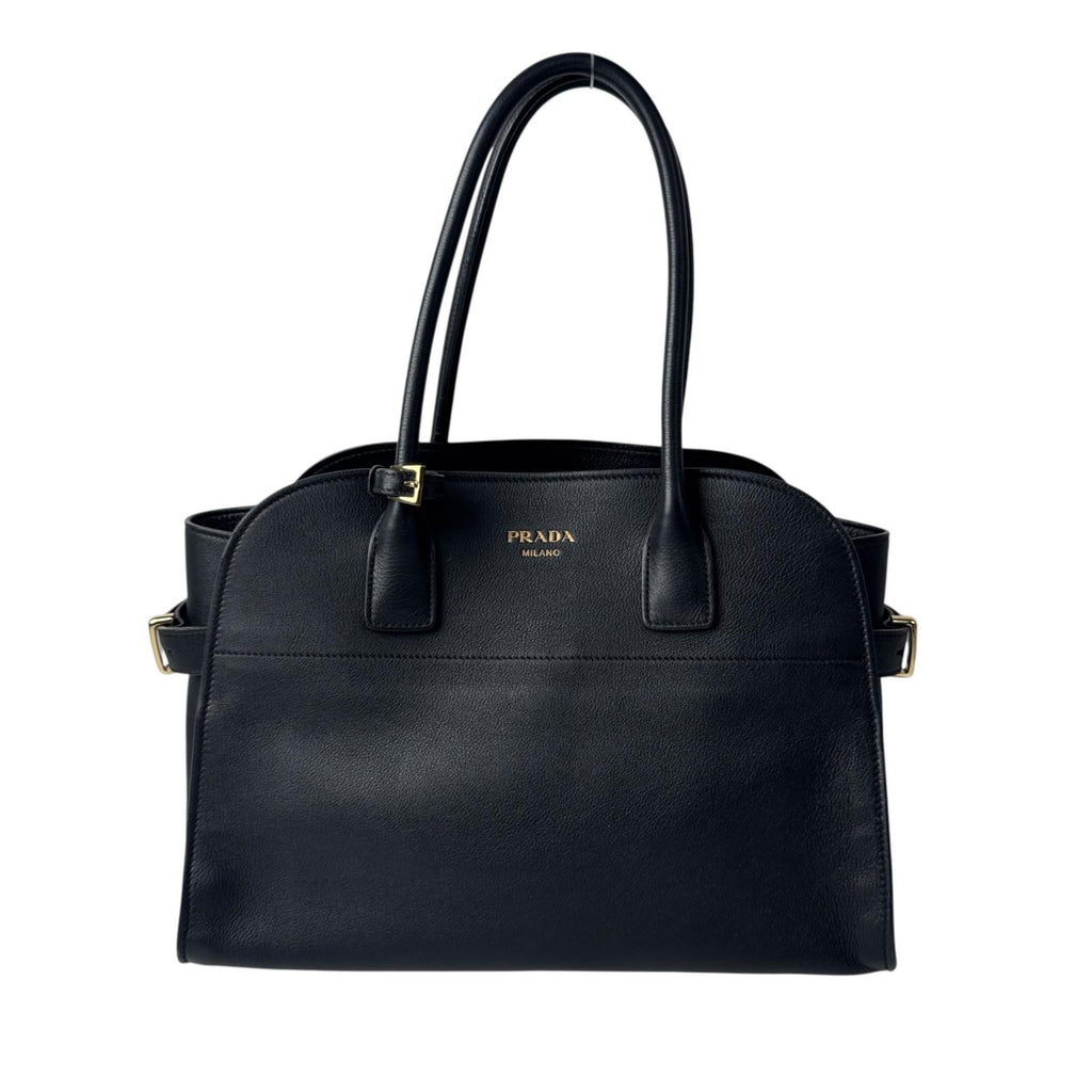 Prada Medium Soft Gray Leather Tote Bag