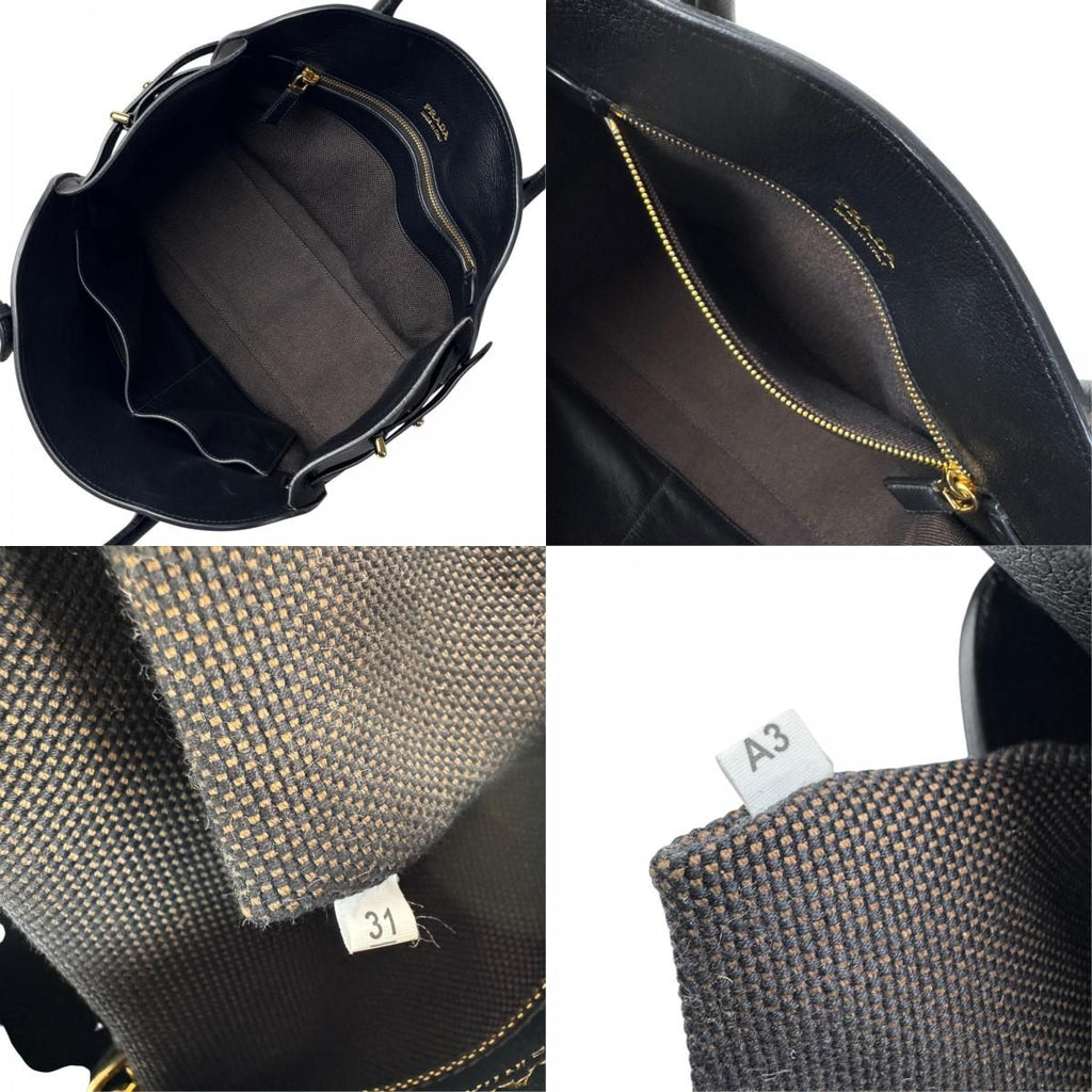 Prada Medium Soft Gray Leather Tote Bag — view 8