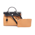 Hermes Handbag Herbag Zip PM Natural Sable Black Canvas Leather PM