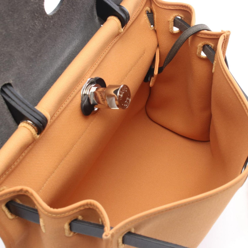 Hermes Handbag Herbag Zip PM Natural Sable Black Canvas Leather PM — view 3