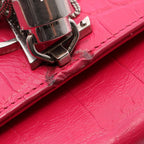 Saint Laurent Paris Shoulder Bag Kate Monogram Croco Embossed Pink Leather — view 6