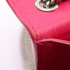 Saint Laurent Paris Shoulder Bag Kate Monogram Croco Embossed Pink Leather — view 5