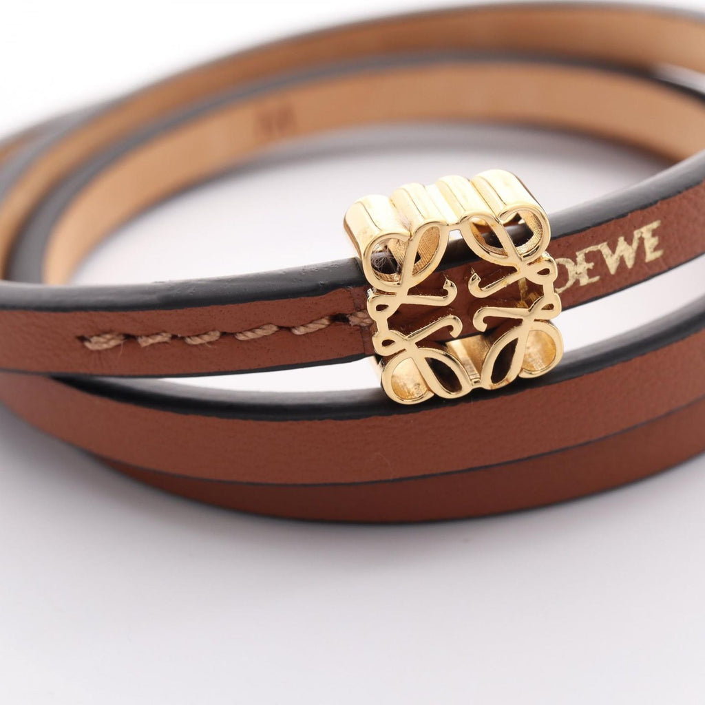 Loewe Bangle Anagram Twist Brown Leather Bracelet — view 6