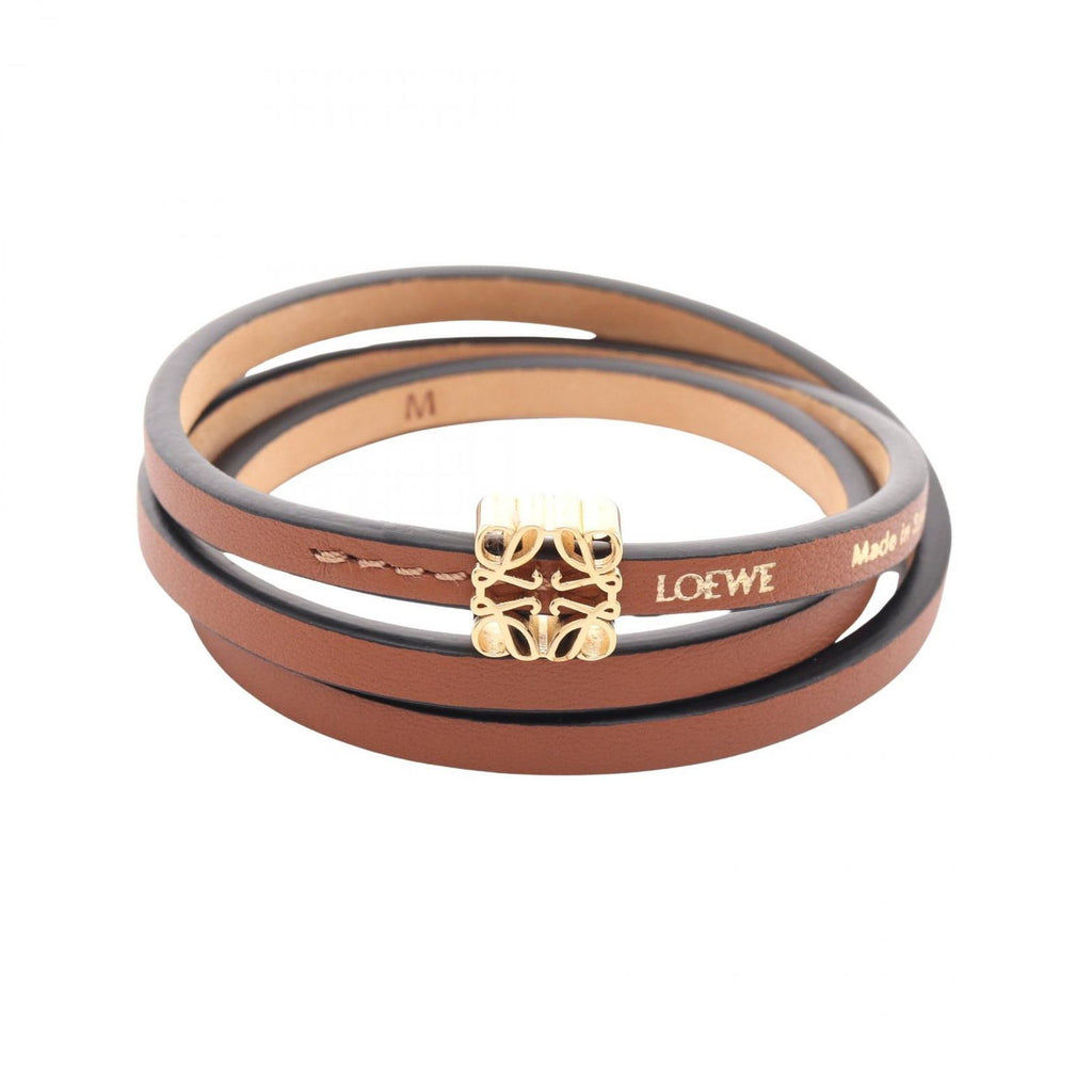 Loewe Bangle Anagram Twist Brown Leather Bracelet