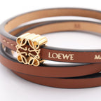 Loewe Bangle Anagram Twist Brown Leather Bracelet — view 3