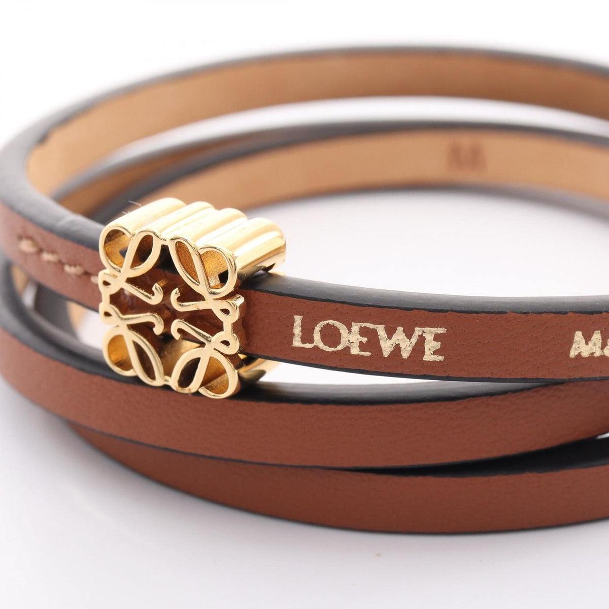 Loewe Bangle Anagram Twist Brown Leather Bracelet — view 3