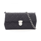 Prada Shoulder Bag Quilted Black Nylon Chain