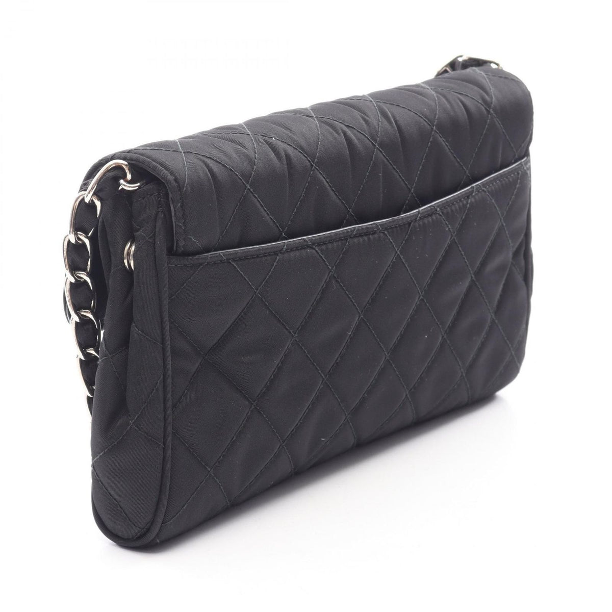 Prada Shoulder Bag Quilted Black Nylon Chain — view 2
