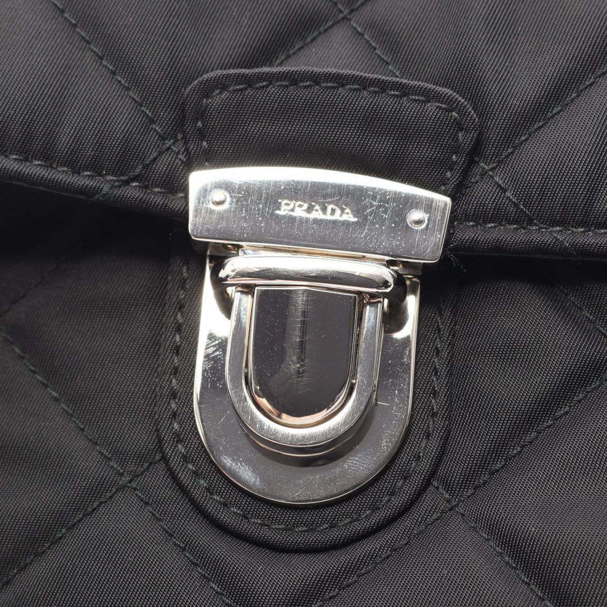 Prada Shoulder Bag Quilted Black Nylon Chain — view 6