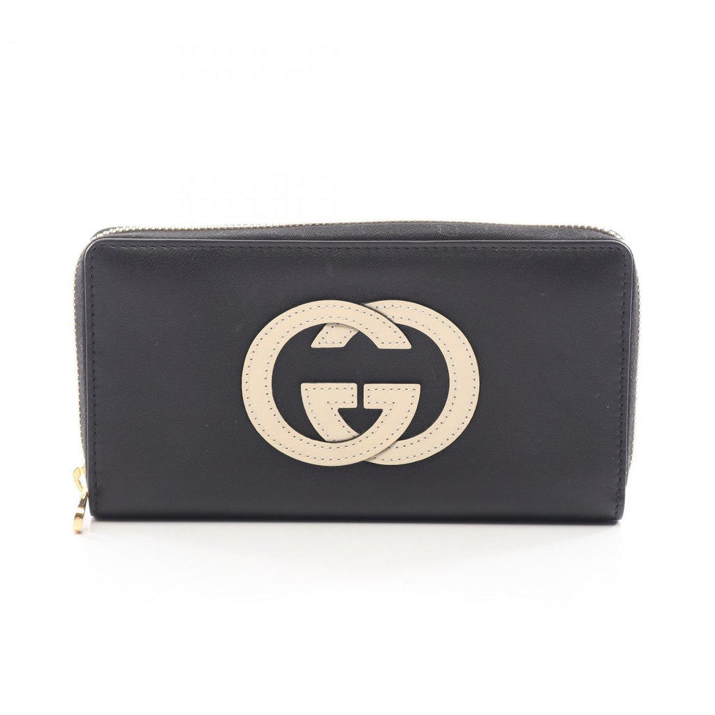 Gucci Round Wallet Basket Black Ivory Leather