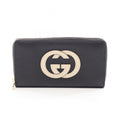 Gucci Round Wallet Basket Black Ivory Leather