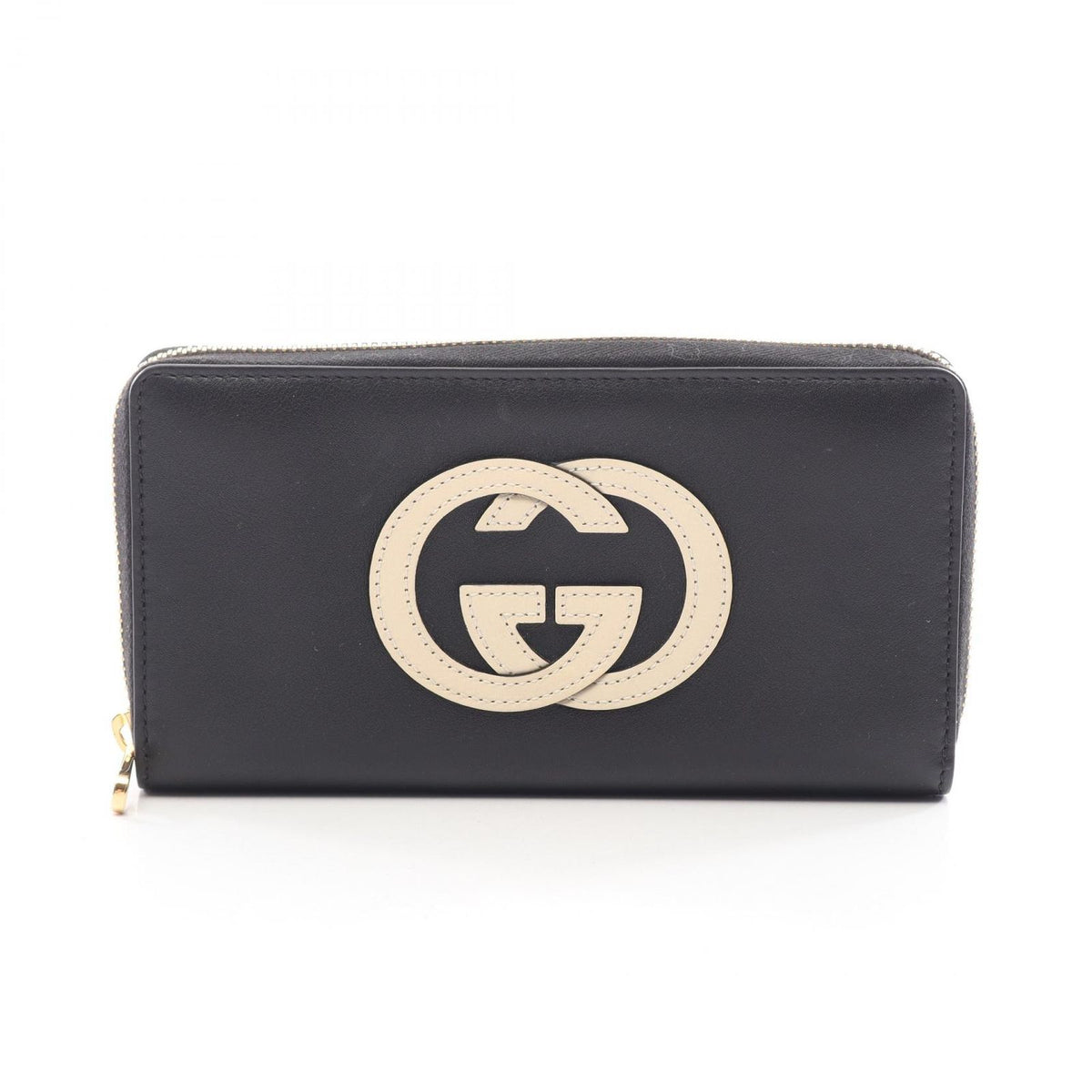 Gucci Round Wallet Basket Black Ivory Leather